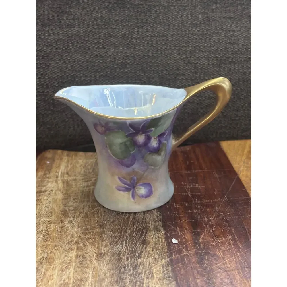 JHR Cacilie Bavaria Hutschenreuther Hand Painted Creamer Signed Violets